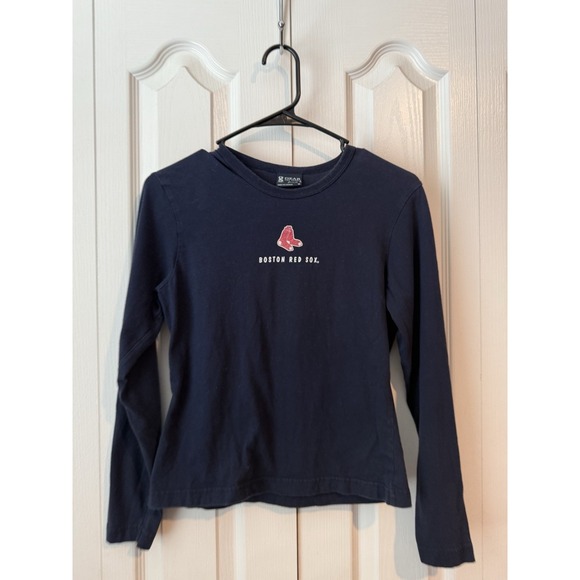 Boston Red Sox Youth Y2K Size M Long Sleeve T Shirt Top MLB Baseball Navy Blue - Picture 1 of 2